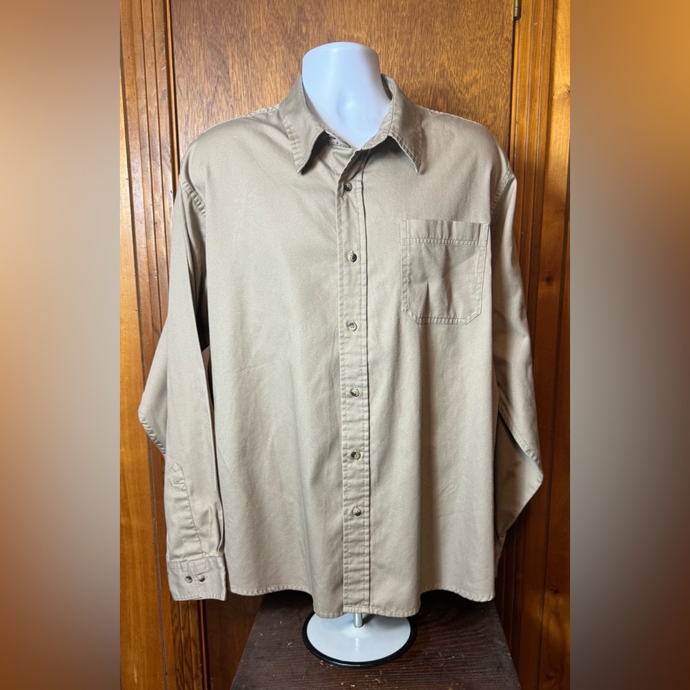 Wrangler Men's Casual Tan Button Down Shirt - 2XL